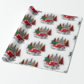 Kerstmis vrachtwagen en bomen cadeaupapier (Uitgerold)