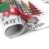 Kerstmis vrachtwagen en bomen cadeaupapier (Rol Hoek)