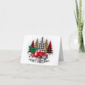 Kerstmis vrachtwagen en bomen feestdagen kaart (Voorkant)