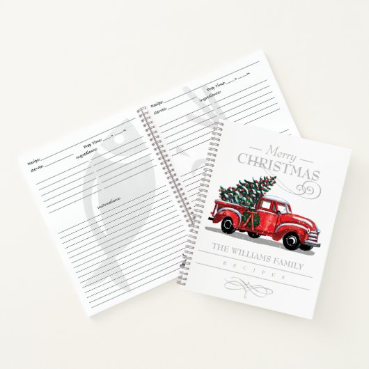 Kerstmis  Vrachtwagen Familienaam Holiday Recipe Notitieboek (Binnen)