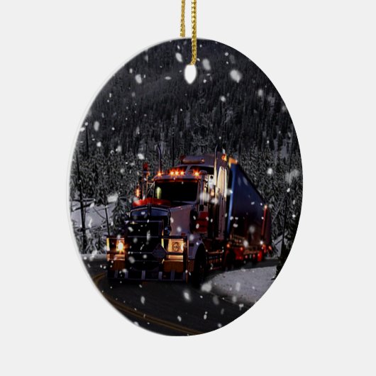 Kerstmis vrachtwagen keramisch ornament (Rechts)