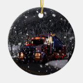 Kerstmis vrachtwagen keramisch ornament (Voorkant)