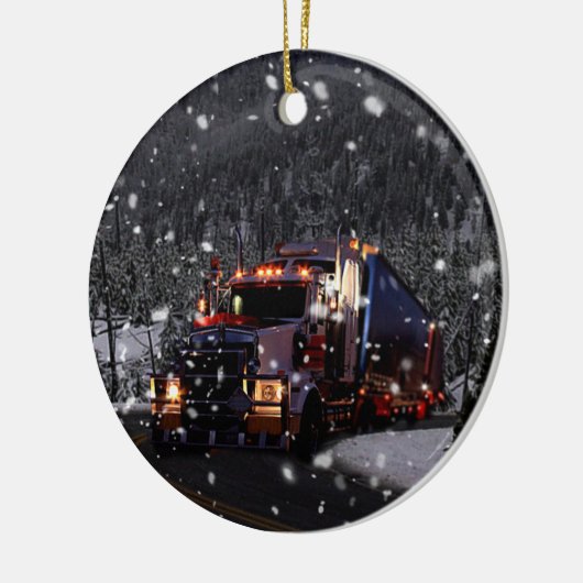 Kerstmis vrachtwagen keramisch ornament (Links)