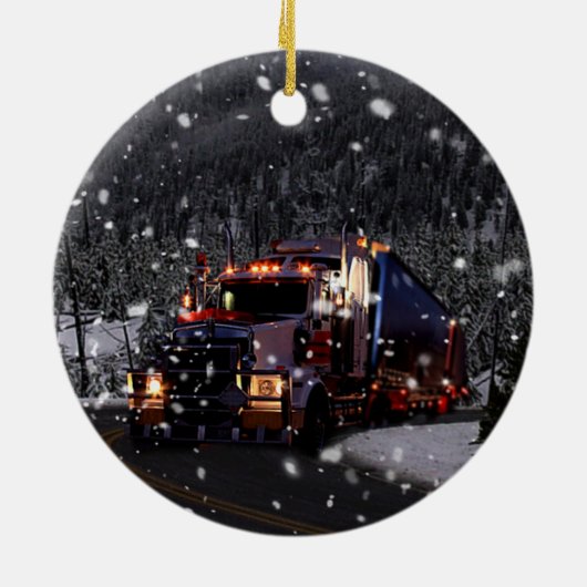 Kerstmis vrachtwagen keramisch ornament (Achterkant)