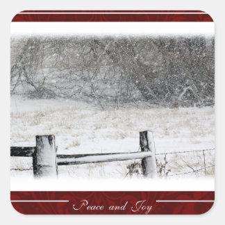 Kerstmis Vrede en Vreugde Land Winter Sneeuwscène Vierkante Sticker
