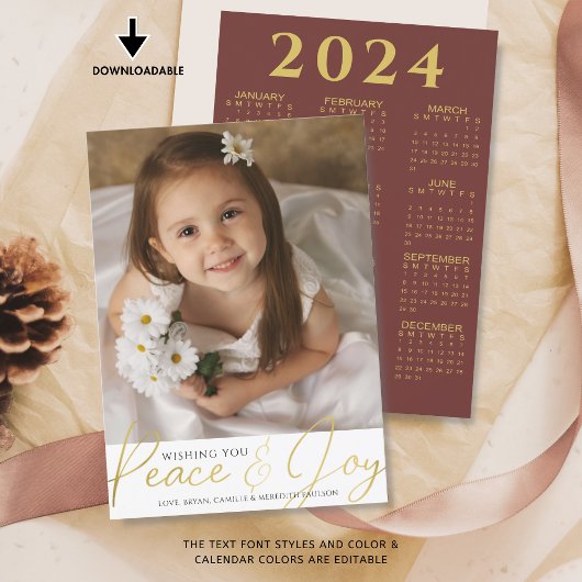 Kerstmis VREDE EN VREUGDE Script Foto 2024 Kalende Feestdagenkaart