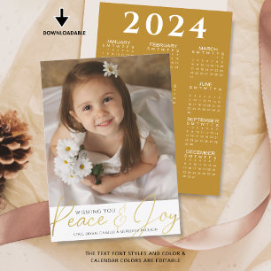 Kerstmis VREDE EN VREUGDE Script Foto 2024 Kalende Feestdagenkaart