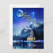 Kerstmis Vrede op Aarde Kerstster & kerk ansichtka Feestdagenkaart (Voorkant / Achterkant)