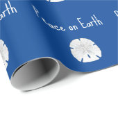 Kerstmis Vrede op Aarde Strand Zand Dollar Blauw Cadeaupapier (Rol Hoek)