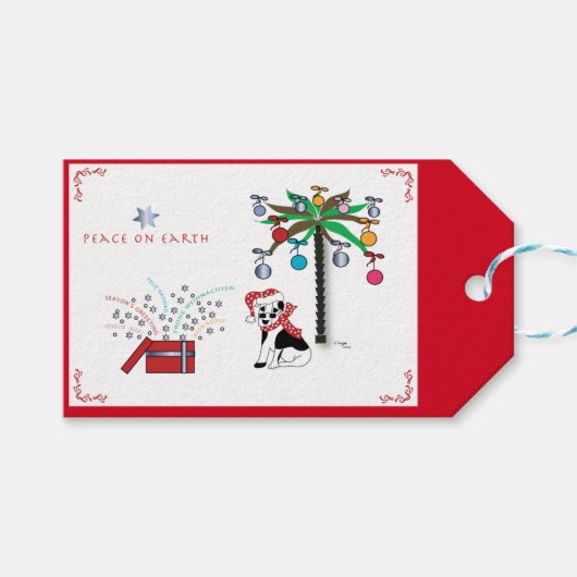 Kerstmis - Vrede op Aarde - Vakantie Cadeaulabel (Voorkant (Horizontaal))