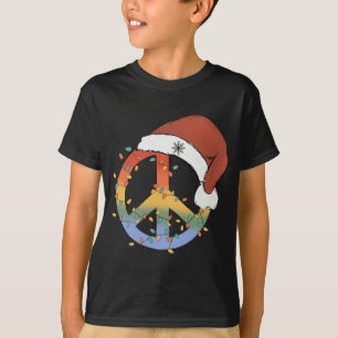 Kerstmis Vrede teken Santa Hat Vrede Kerstmis T-shirt