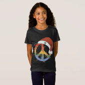 Kerstmis Vrede teken Santa Hat Vrede Kerstmis T-shirt (Voorkant volledig)