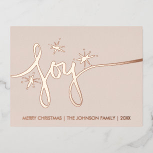 Kerstmis Vreugde Blush Hand Lettering Gedrukt Foli Folie Feestdagen Briefkaart