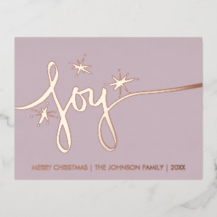 Kerstmis Vreugde Blush Hand Lettering Gedrukt  Folie Feestdagen Briefkaart