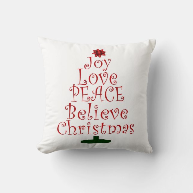 Kerstmis Vreugde Liefde Vrede Geloof Kussen (Voorkant)