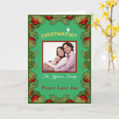 Kerstmis Vreugde Vrede Liefde Familie Foto op maat Kaart (Gele Bloem)