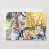 Kerstmis Vreugdevolle Moderne Metallic Goud Drie F (Voorkant)