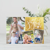 Kerstmis Vreugdevolle Moderne Metallic Goud Drie F (Staand voorkant)