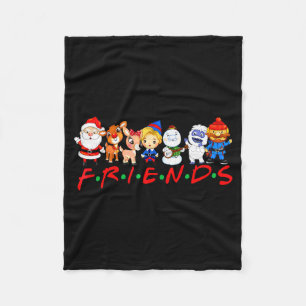 Kerstmis Vrienden Kerstman Rudolph Sneeuwpop Famil Fleece Deken