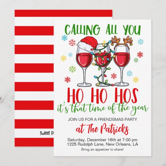 Kerstmis Vriendsmas Party Kaart (Voorkant / Achterkant)