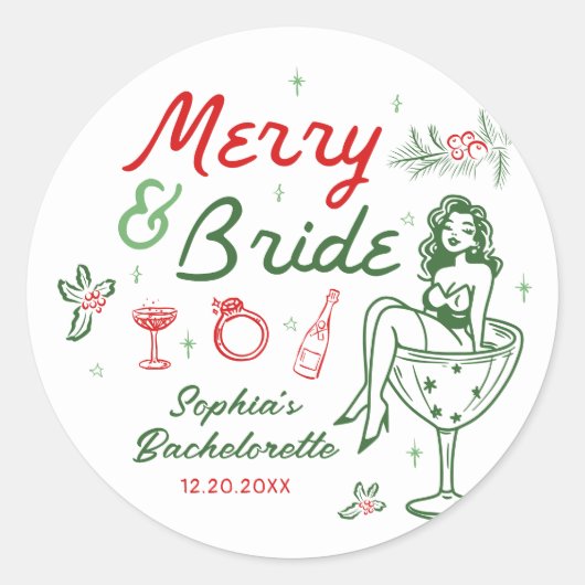 Kerstmis Vrijgezellen Bruid Sticker(s) Ronde Sticker (Voorkant)