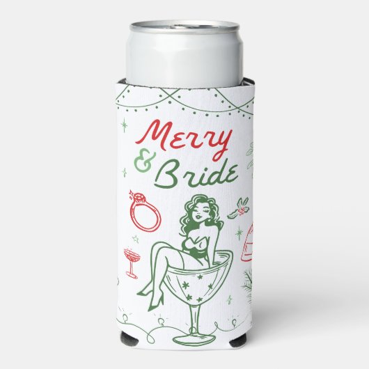 Kerstmis Vrijgezellenfeest Bruid Kan Koelers Seltzer Blikjeskoeler (Seltzer Voorkant)