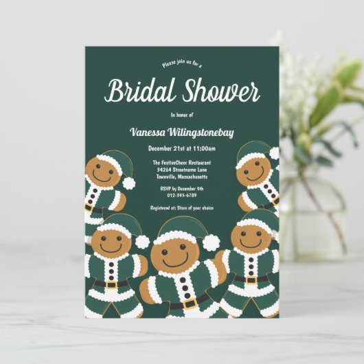 Kerstmis Vrijgezellenfeest Green Gingerbrood Santa Kaart (Staand voorkant)