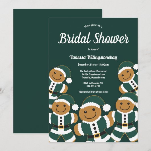 Kerstmis Vrijgezellenfeest Green Gingerbrood Santa Kaart (Voorkant / Achterkant)