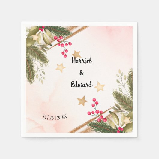 Kerstmis, Vrijgezellenfeest, huwelijksreceptie Servet (Voorkant)