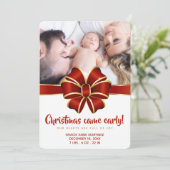 Kerstmis Vroege foto geboorteaankondiging Feestdagenkaart (Staand voorkant)