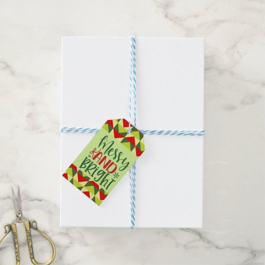 Kerstmis vrolijk en fel cadeaulabel (Met Touw)