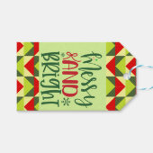 Kerstmis vrolijk en fel cadeaulabel (Voorkant (Horizontaal))