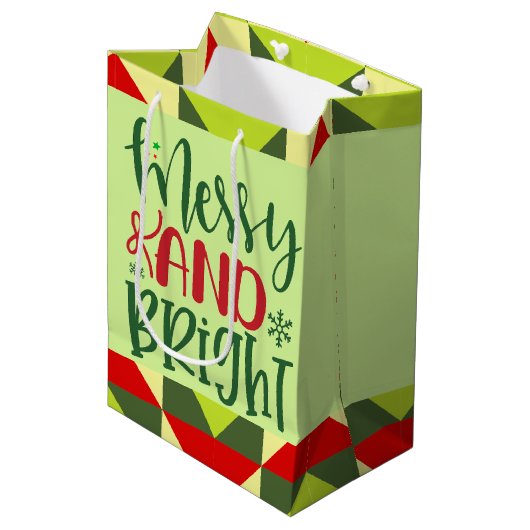 Kerstmis vrolijk en fel medium cadeauzakje (Voorkant Gekanteld)