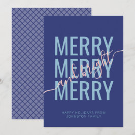 Kerstmis vrolijk en helder blauw geruit feestdagenkaart