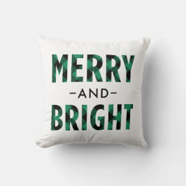 Kerstmis vrolijk en helder groen geruit kussen