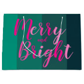 Kerstmis Vrolijk en Helder Groen Roze Groot Cadeauzakje (Voorkant)