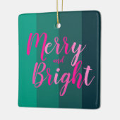 Kerstmis Vrolijk en Helder Groen Roze Keramisch Ornament (Links)