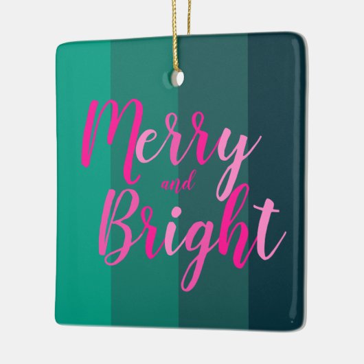 Kerstmis Vrolijk en Helder Groen Roze Keramisch Ornament (Links)