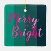 Kerstmis Vrolijk en Helder Groen Roze Keramisch Ornament (Achterkant)
