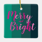 Kerstmis Vrolijk en Helder Groen Roze Keramisch Ornament (Voorkant)