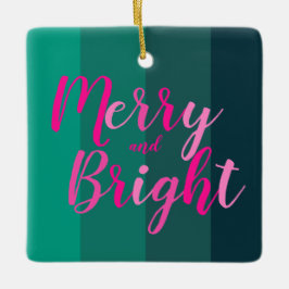 Kerstmis Vrolijk en Helder Groen Roze Keramisch Ornament