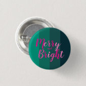 Kerstmis Vrolijk en Helder Groen Roze Ronde Button 3,2 Cm (Voorkant /achterkant)