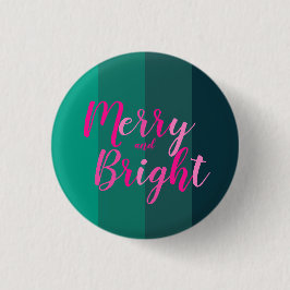 Kerstmis Vrolijk en Helder Groen Roze Ronde Button 3,2 Cm