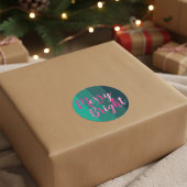 Kerstmis Vrolijk en Helder Groen Roze Ronde Sticker