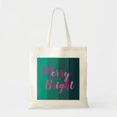 Kerstmis Vrolijk en Helder Groen Roze Tote Bag (Voorkant)