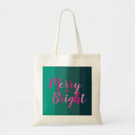 Kerstmis Vrolijk en Helder Groen Roze Tote Bag