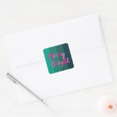 Kerstmis Vrolijk en Helder Groen Roze Vierkante Sticker (Envelop)