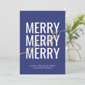 Kerstmis vrolijk en helder marineblauw geruit feestdagenkaart (Staand voorkant)