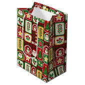 Kerstmis vrolijk en helder medium cadeauzakje (Voorkant Gekanteld)