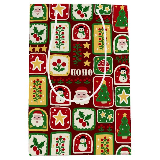 Kerstmis vrolijk en helder medium cadeauzakje (Voorkant)